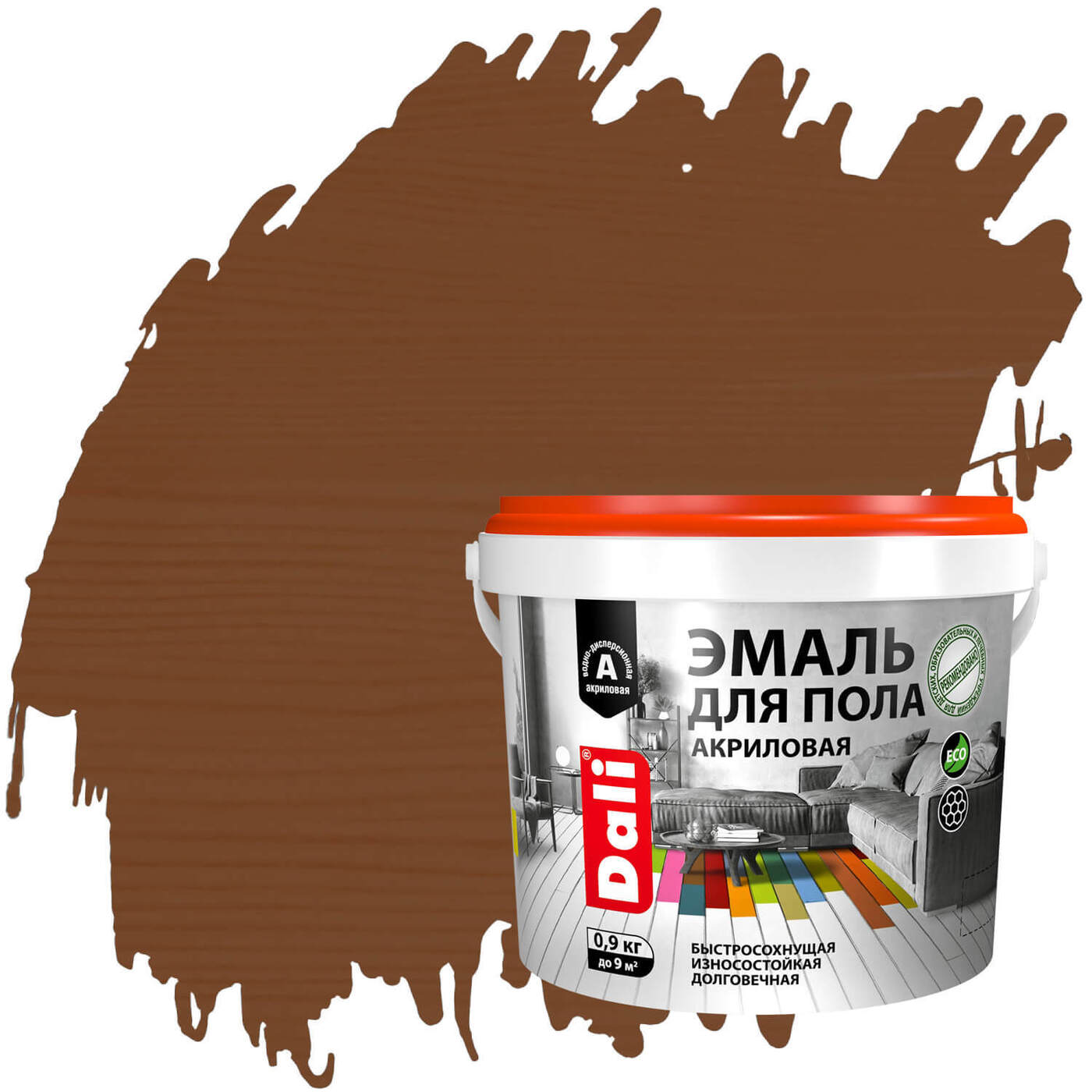 Эмаль  "DALI" д/пола акриловая орех 2,2л.