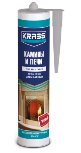 Герметик KRASS для каминов и печей 1500 градусов силикатный черный 300 мл