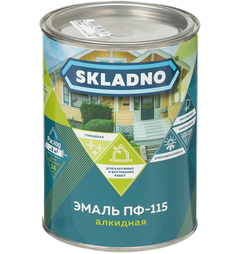 Эмаль ПФ-115 SKLADNO зеленая 0.8кг