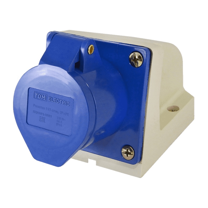 Розетка IEK ССИ-123 PSR11-032-3 32А 220В о/у синяя одноместная с заземелнием