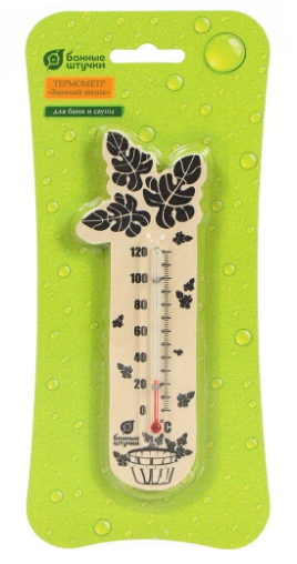 Термометр БАННЫЕ ШТУЧКИ "Банный веник" для бани и сауны 17,5х4 см