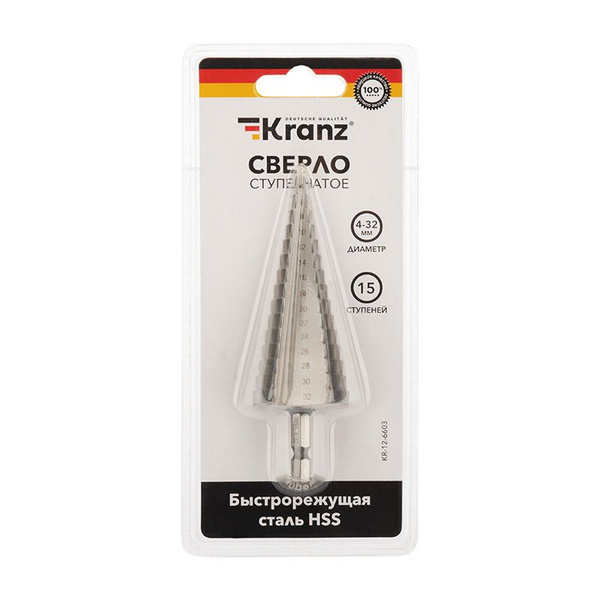 Сверло по металлу ступенчатое 9,0-36,0 мм Kranz