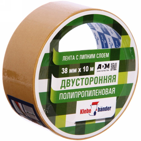 Лента клейкая двусторонняя 38мм*10м KLEBEBANDER