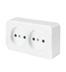 Розетка 2-м. б/з открытой установки белый STEKKER