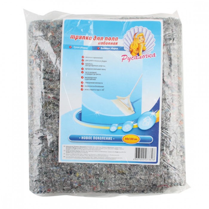 Тряпка РУСАЛОЧКА д/пола 80х100см набивная серая