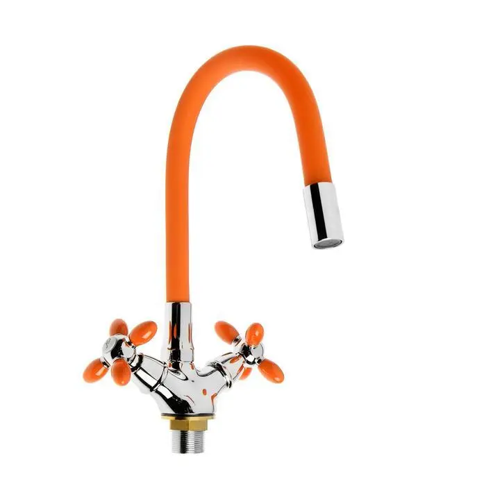 Смеситель 4882AP-1 для кухни с гибким изливом.(оранж.)