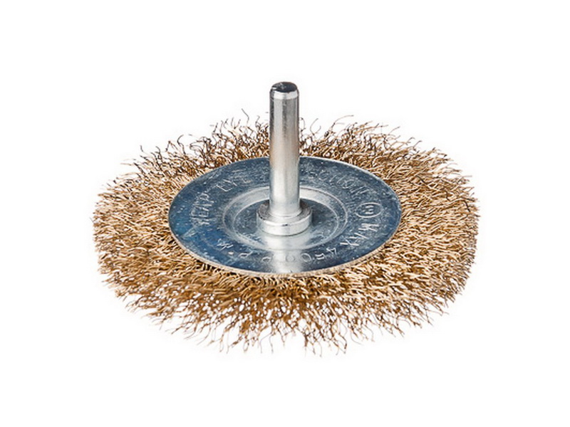 Щетка для дрели ЕРМАК плоская со шпилькой латунированная  75 мм