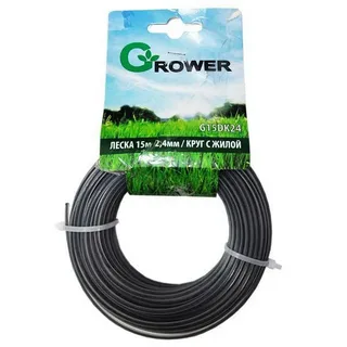 Леска для триммера GROWER 2,4мм Круг с жилой 15м