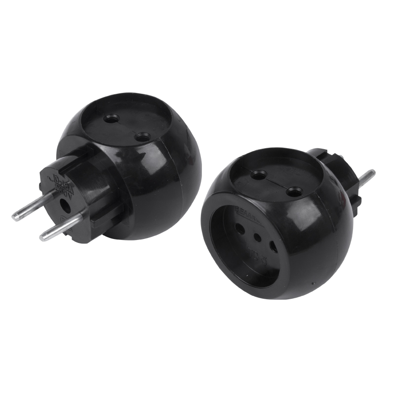 Разветвитель REXANT "Шар" 220В 16А черный трехместный б/з