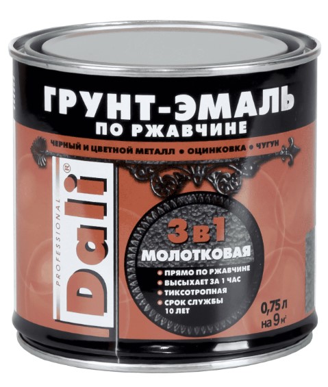 Грунт-эмаль DALI по ржавч. молот. сереб. 750 мл