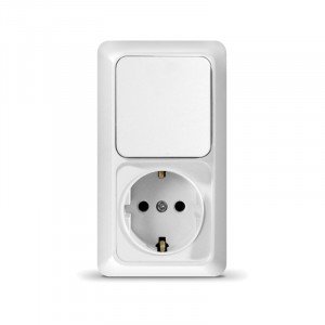 Блок комб. 2-х кл. выкл+розетка 2П с з/ш TDM