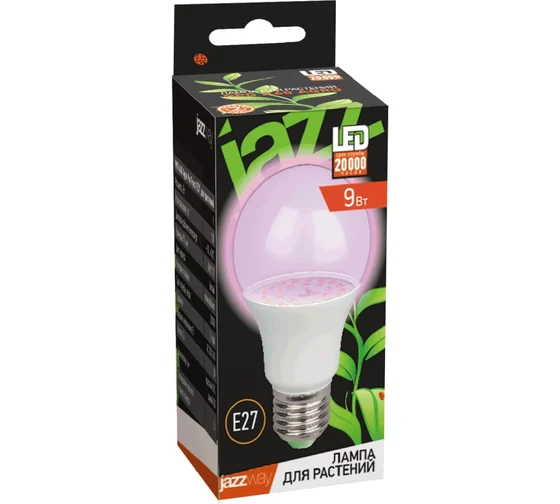 Лампа с/д Арго 9Вт А60 груша E27 для растений clear JazzWay
