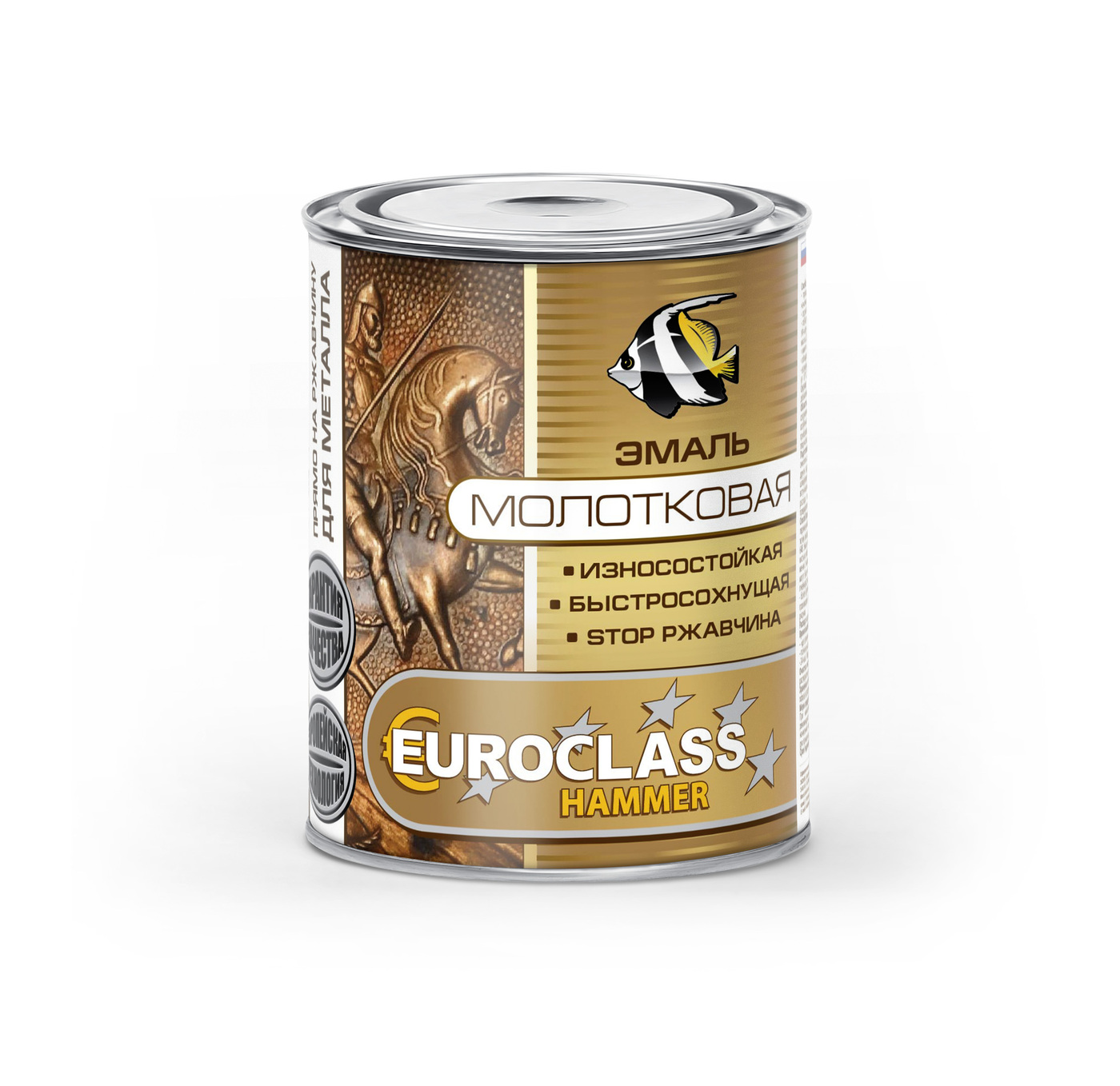 Эмаль по РЖАВЧИНЕ с молотковым эффектом Зеленая 0,8кг EUROCLASS
