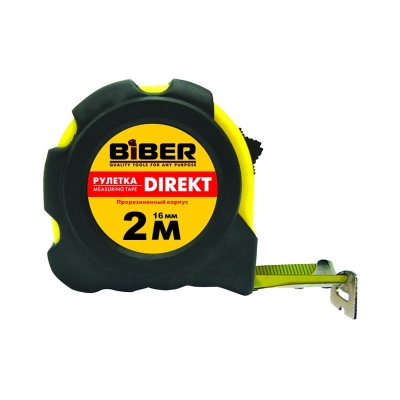 Рулетка BIBER 40101 ''Direct'' обрезиненный корпус 2мх16мм
