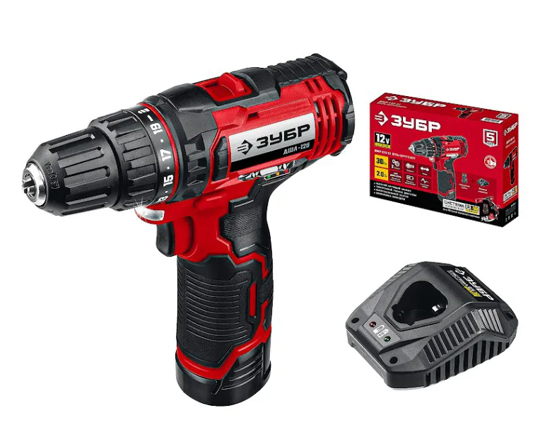Дрель-шуруповерт ЗУБР ДШЛ-125-21 12В 1x2 Ач ЗУ