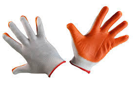 Перчатки нейлон №8 бел/оранж