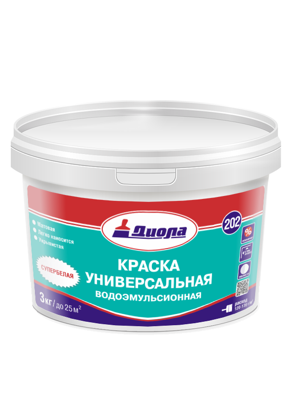Краска ДИОЛА 202 в/э унив. 3 кг