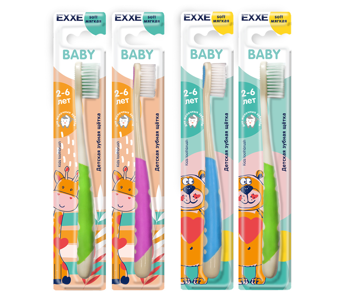 Зубная щетка EXXЕ детская Baby 2-6 лет мяг