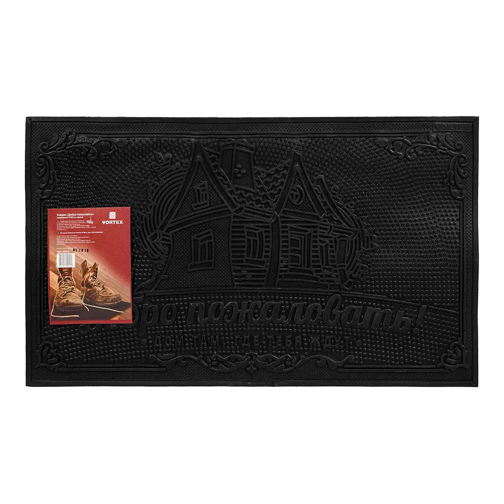 Коврик VORTEX "Добро пожаловать" 35*60см черн 20039