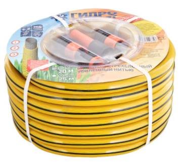 Шланг полив.армир. ГИДРОАГРЕГАТ ПВХ желтый с черной полосой 3/4" 20м