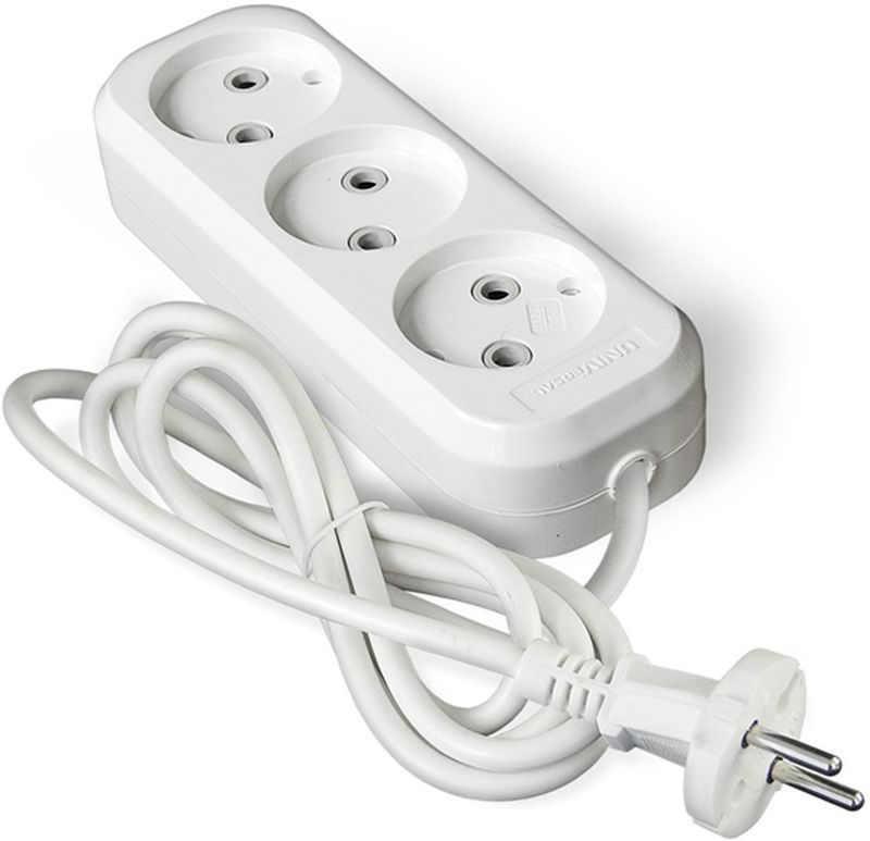 Удлинитель UNIVERSAL 6А 2м белый трехместный б/з