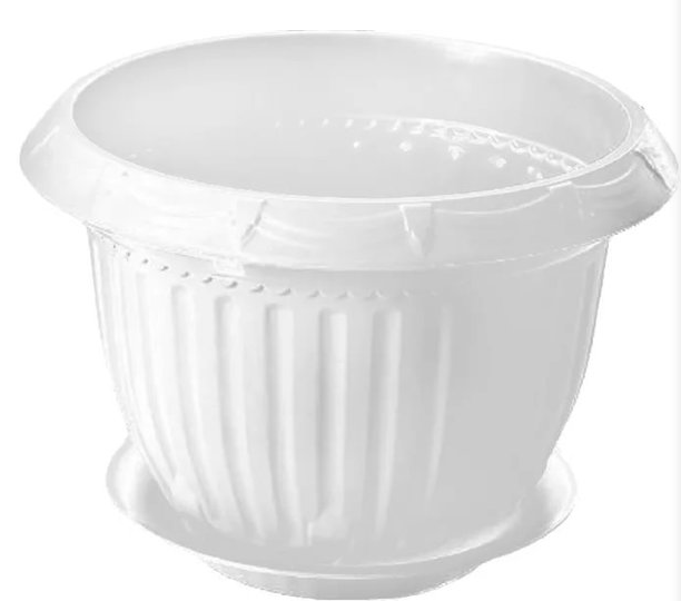 Горшок "Байкал"  для цветов с поддоном  белый 6 л