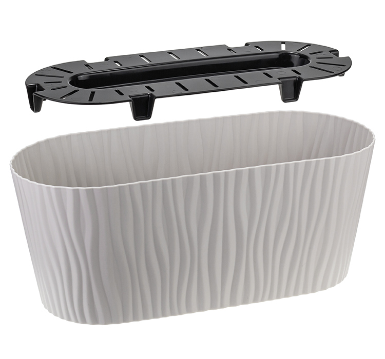 Кашпо для цветов IDEA "Волна" овальное с вкладышем Кремовый 4.2 л