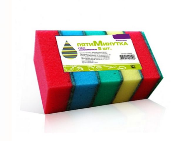 Губка ПЯТИМИНУТКА "Макси" для мытья посуды 5 шт.