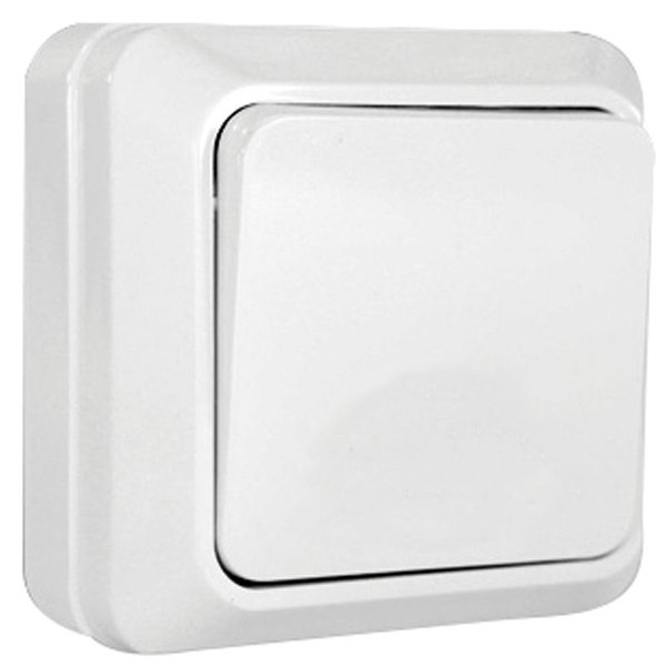 Выключатель "Олимп" 10А 250В о/у одноклав. белый