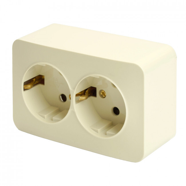 Розетка 2-м.с/з откр/уст.250В, 16А, София, слоновая кость, MST16-12-04
