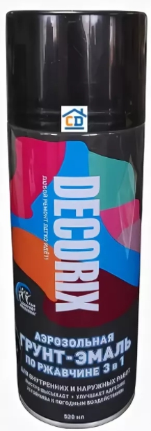 Грунт-эмаль DECORIX по ржавчине 3в1 серый глянцевый 520 мл