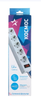 Сет.фильтр ЭРА с/з с выкл. 5гн*3м белый