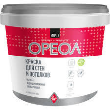 Краска ВД д/стен и потолков белоснежная д/ внут. работ 3кг Ореол
