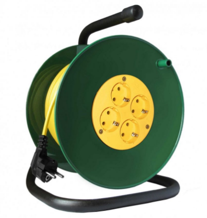 Удлинитель СОЮЗ 16А 30 м на катушке 3700Вт четырехместный с заземлением