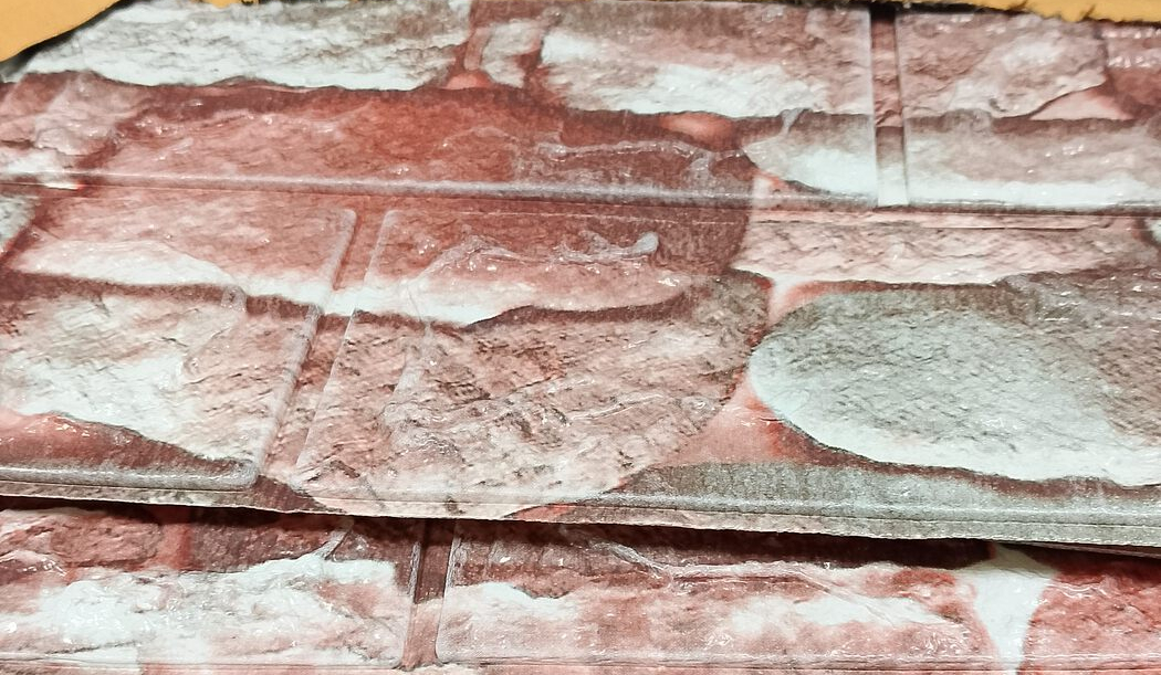 Панель стеновая самокл 3D Красно-коричневый камень 0,7х0,77м (толщ. 0,4см) ВZ1-033