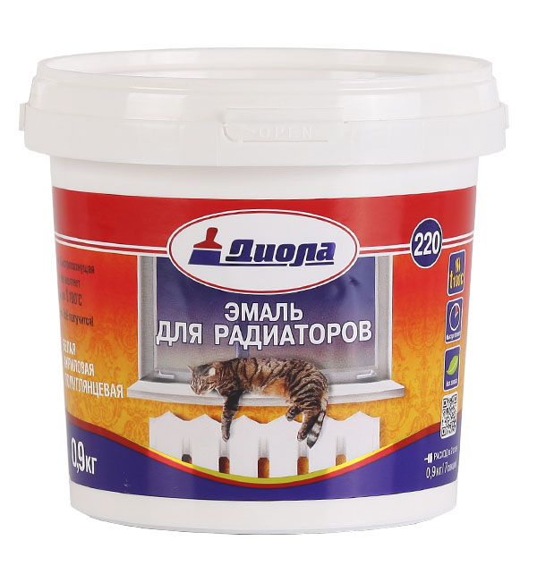 Эмаль ДИОЛА д/ радиат.  220 Белая 900 г