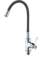 Смеситель для кухни DIKALAN D6501-S80 с высоким гибким изливом черный 40 мм