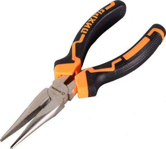 Длинногубцы Вихрь прямые, 160 мм, никел., двухкомпонентные рукоятки