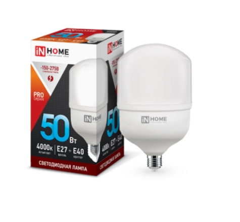 Лампа с/д IN HOME 50Вт Е27 4000К 230В