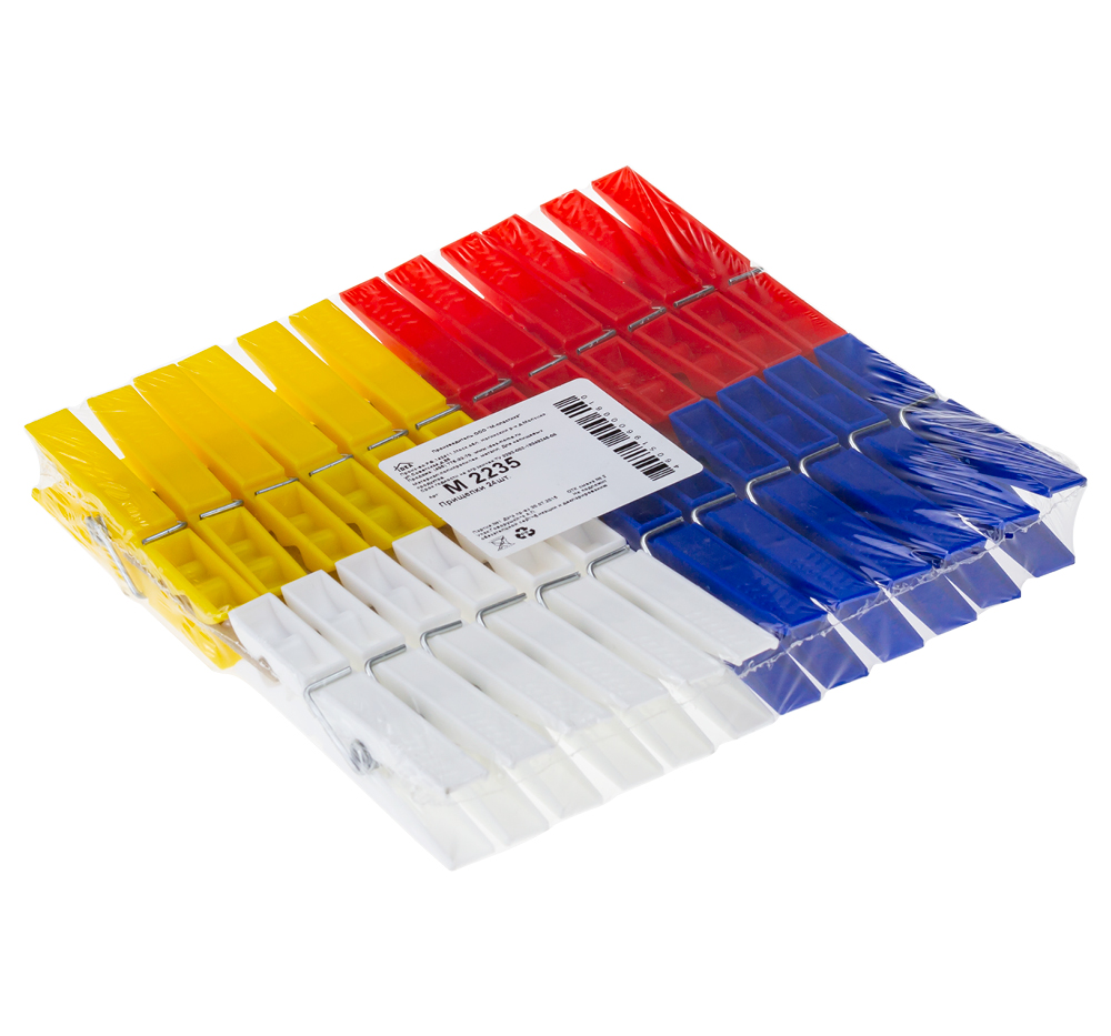 Прищепки, 24шт 8.3х1см, пластик, AL-102