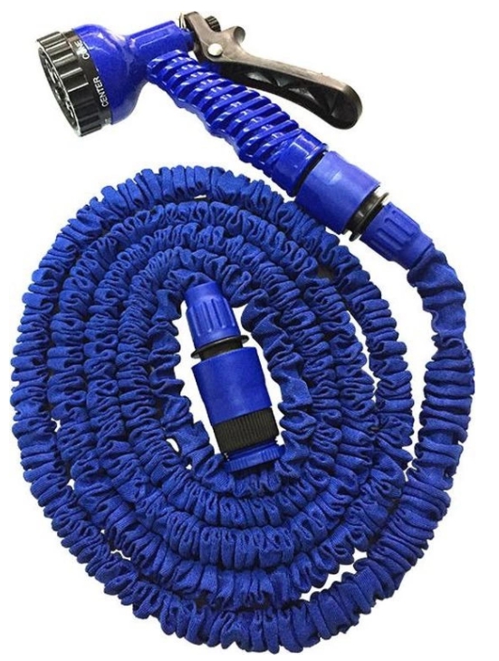 Шланг полив. "Зеленый луг" саморастяг. синий от 7.5 до 22.5м