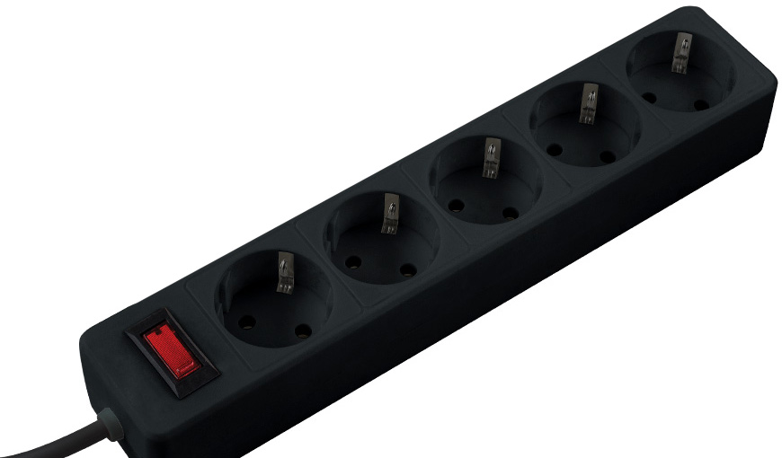 Удлинитель с сетевым фильтр КОСМОС 5гнезд, 3м, черный