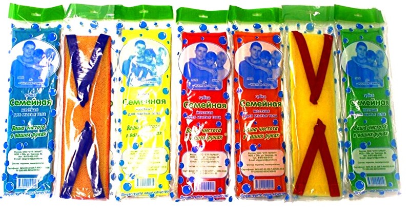 Мочалка для тела "Семейная" с ручками в ассортименте