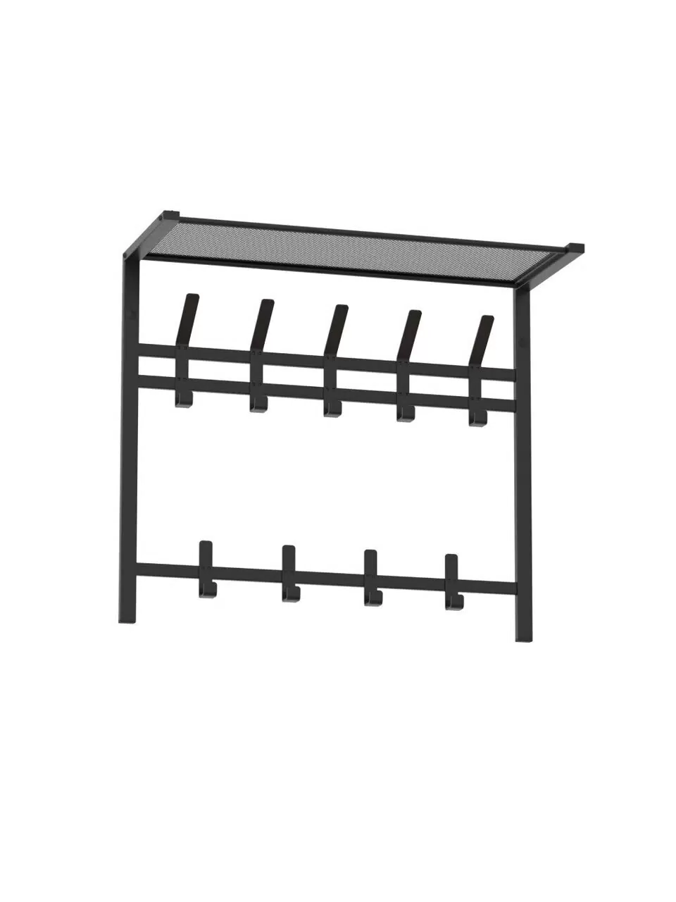 Вешалка метал. настенная 9 крюч. с полкой черн ВСП 9