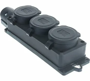 Колодка удлинителя 3-м Компакт 1ф с заглушками каучук UNIVersal