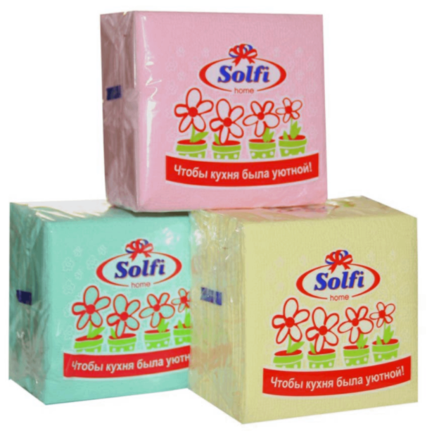 Салфетки бум. SOLFI цветные 100шт