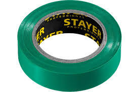 Изолента STAYER "Protect-10" ПВХ 0,13х15 мм зеленая 10 м