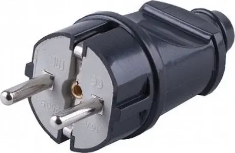 Вилка прямая с/з STEKKER 250В 16А черная