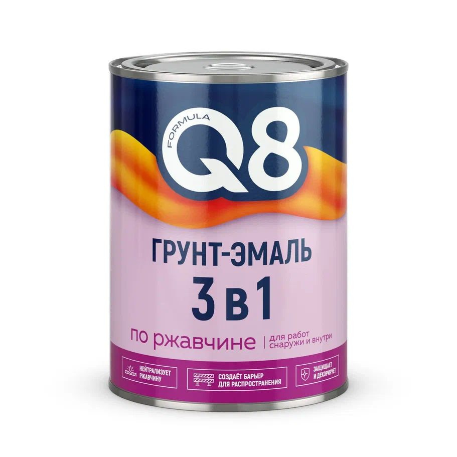 Грунт-эмаль FORMULA Q8 по ржавчине 3в1 красная 0,8/0.9 кг