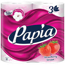 Бумага туалетная Papia Клубничная мечта 3-х сл. 4шт
